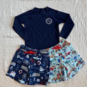 Hatley Blue Rashguard Swim Set